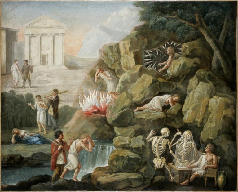 Représentation allégorique du rituel de l’initiation maçonnique